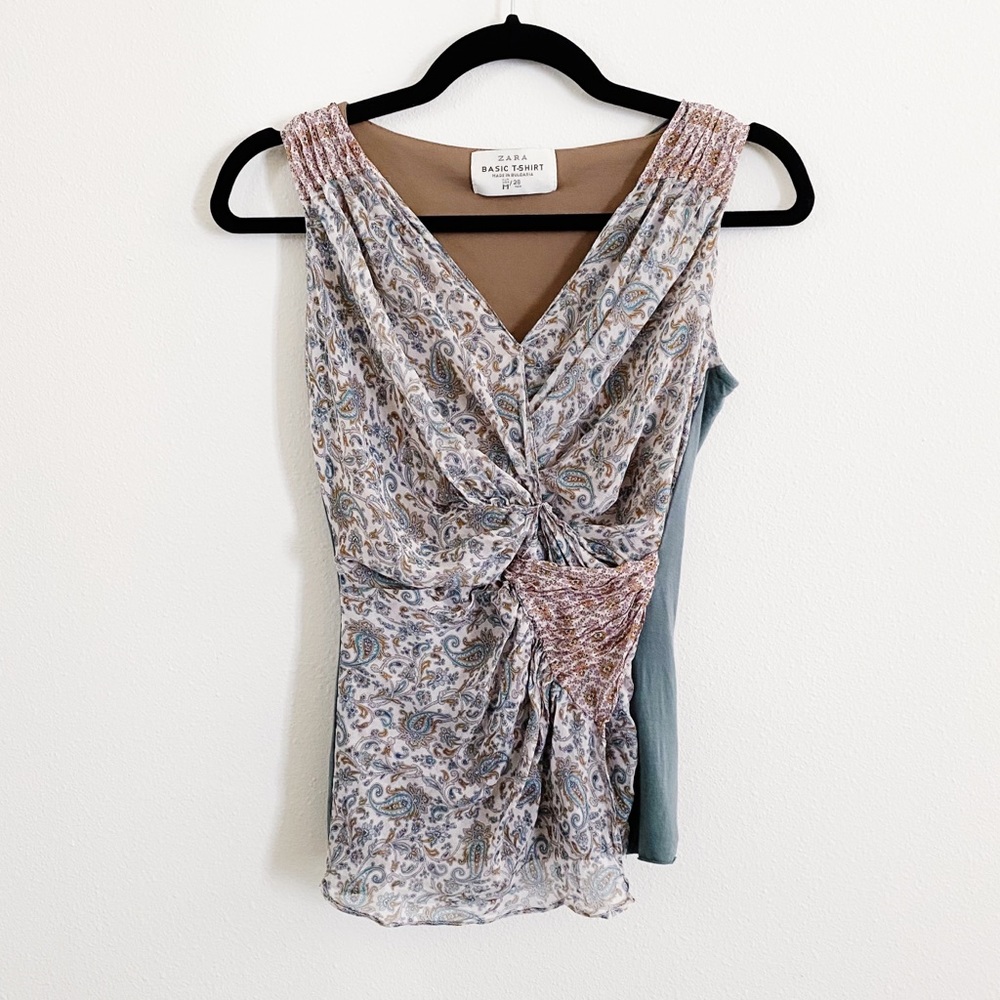 Zara • Paisley Wrap Effect Top